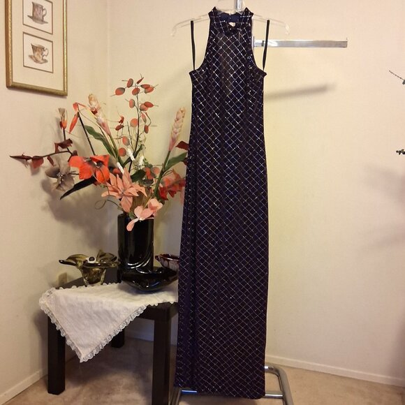 Vintage NWT ALGO Women’s Purple Silver Elegant Maxi Dress Size 8 - Picture 8 of 10